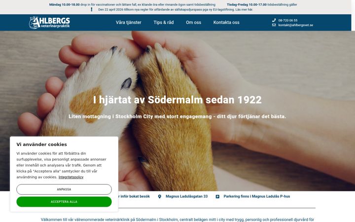Screenshot of ahlbergsvet.se