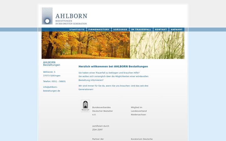 Snimka zaslona za ahlborn-bestattungen.de