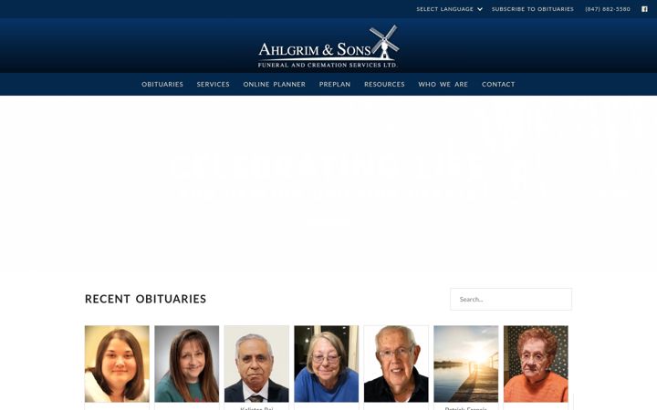 Screenshot of ahlgrimfuneral.com