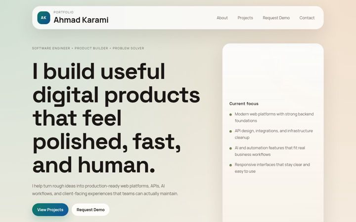 Screenshot of ahmadkarami.com