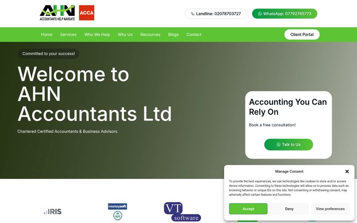 Screenshot of ahnaccountants.co.uk