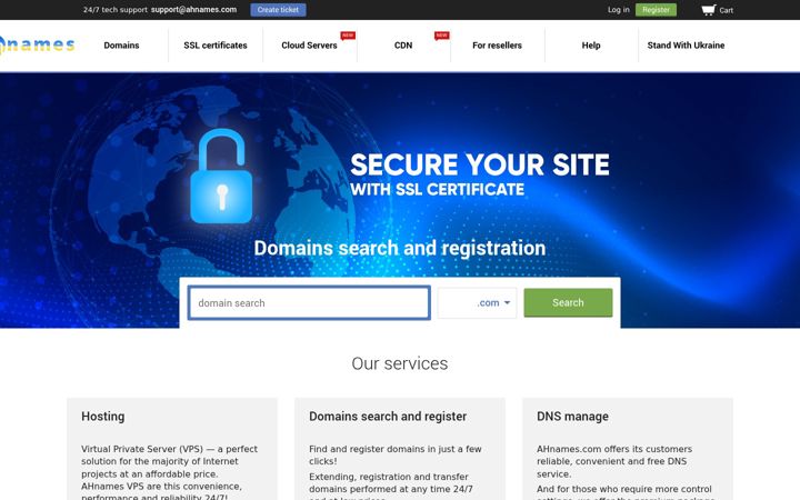 Screenshot of ahnames.com
