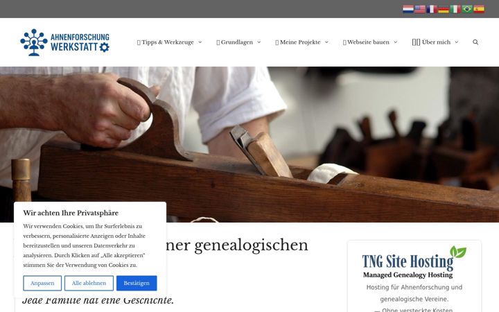 Screenshot von ahnenforschung-werkstatt.de
