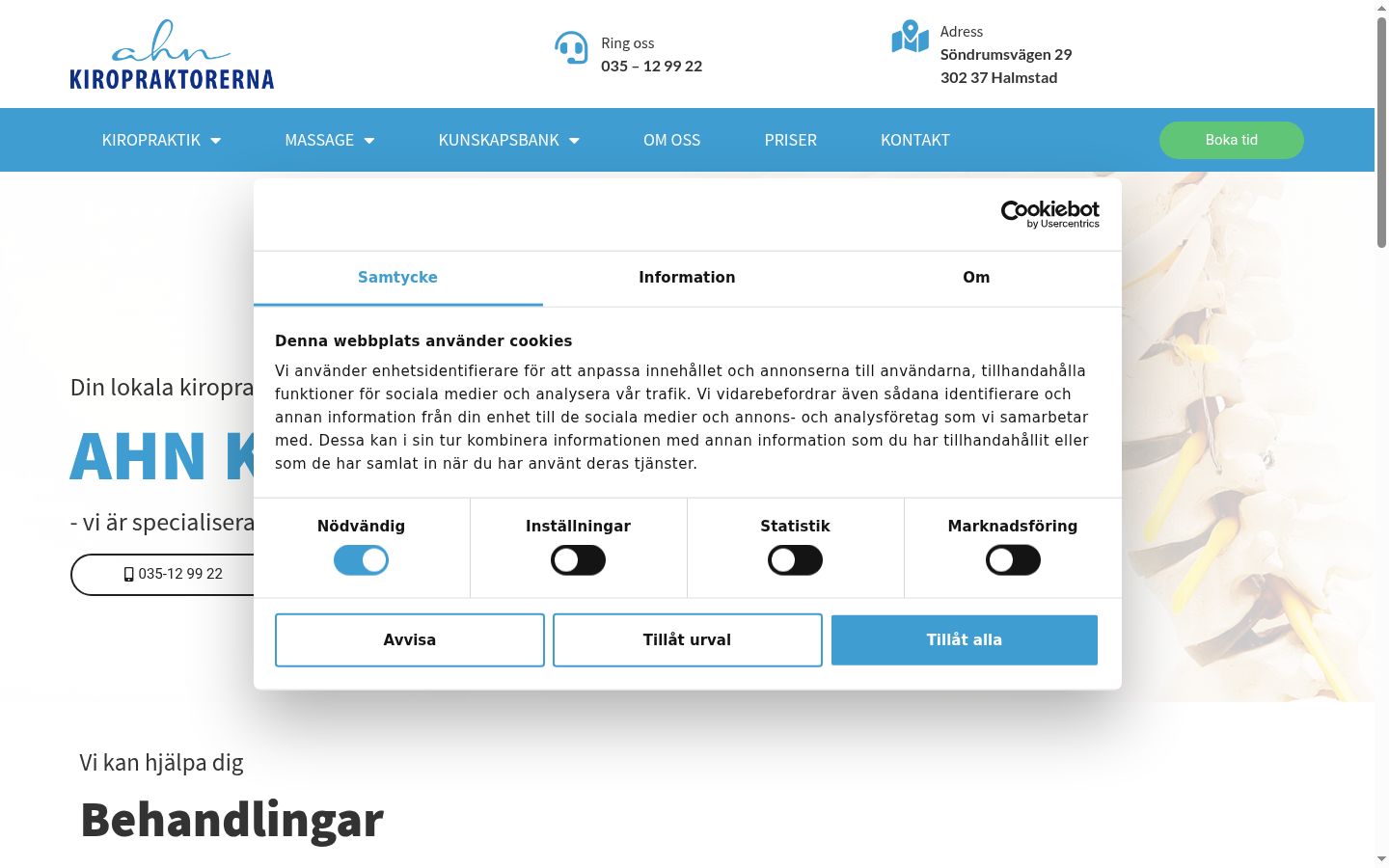 Screenshot del banner di consenso mostrato prima di qualsiasi interazione