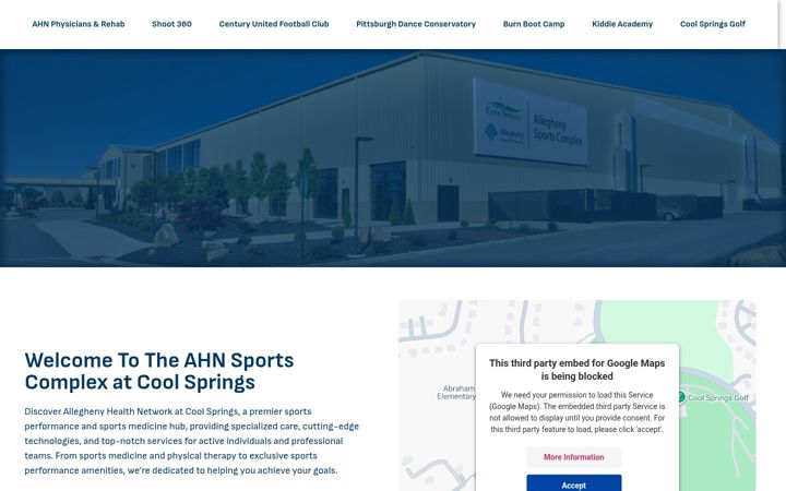 Screenshot of ahnsportscomplex.com