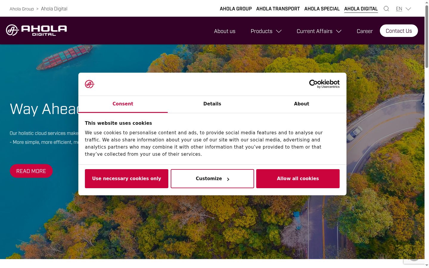 Screenshot of the consent banner shown before any interaction