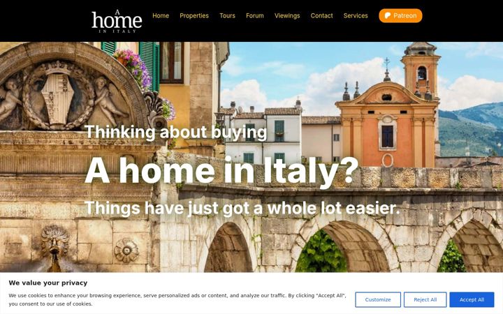 Screenshot stránky ahomeinitaly.com