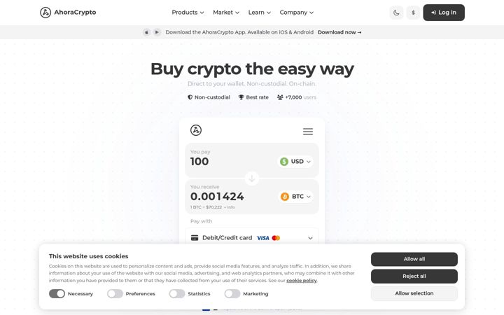 Screenshot stránky ahoracrypto.com