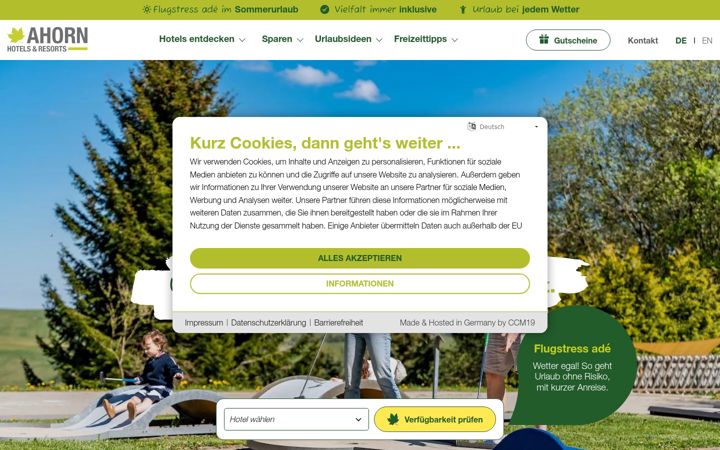 Zrzut ekranu ahorn-hotels.de