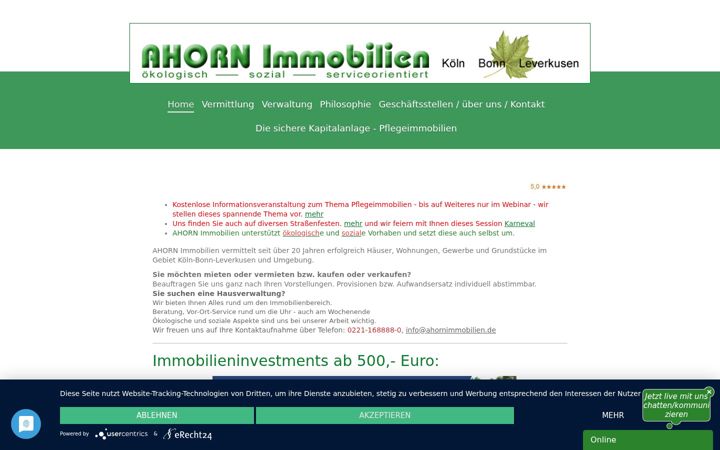 Zrzut ekranu ahornimmobilien.de