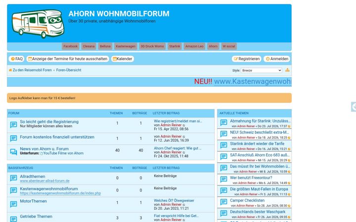 Zrzut ekranu ahornwohnmobilforum.de