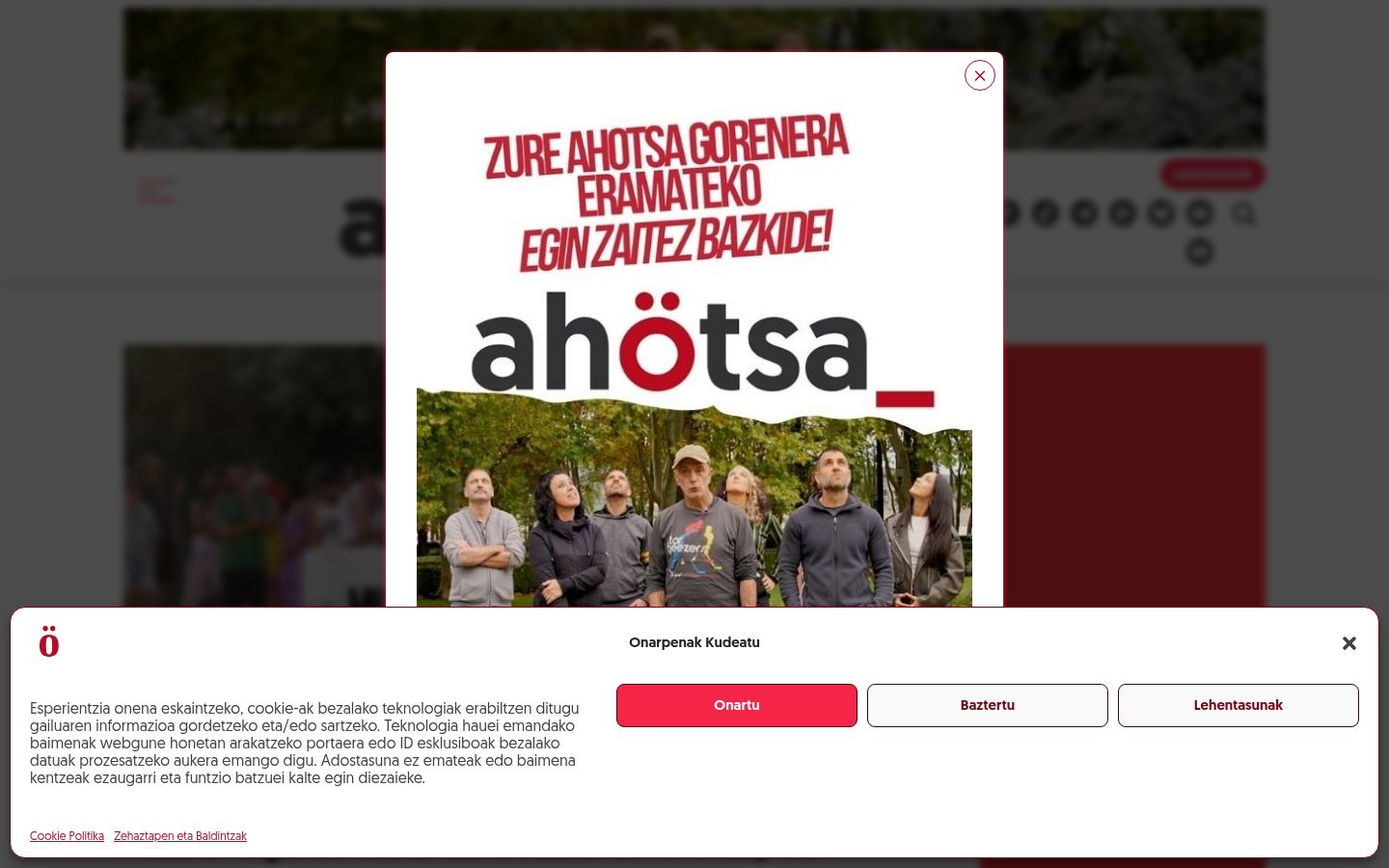 Screenshot des Einwilligungsbanners vor jeglicher Interaktion