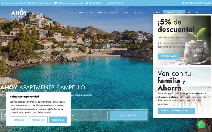 Screenshot von ahoyapartments.es