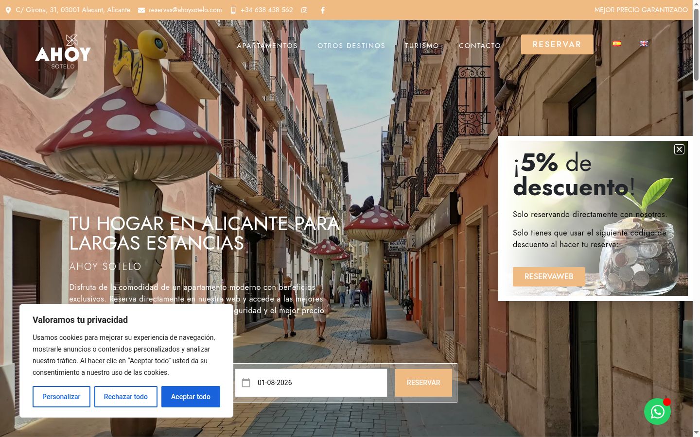 Screenshot del banner di consenso mostrato prima di qualsiasi interazione