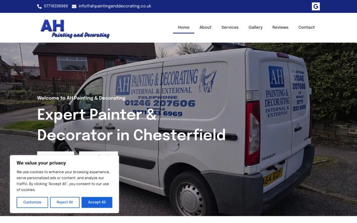 Screenshot of ahpaintinganddecorating.co.uk