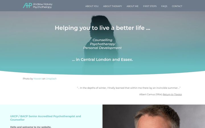 Screenshot of ahpsychotherapy.co.uk