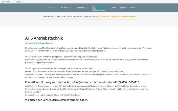 Screenshot of ahs-antriebstechnik.de