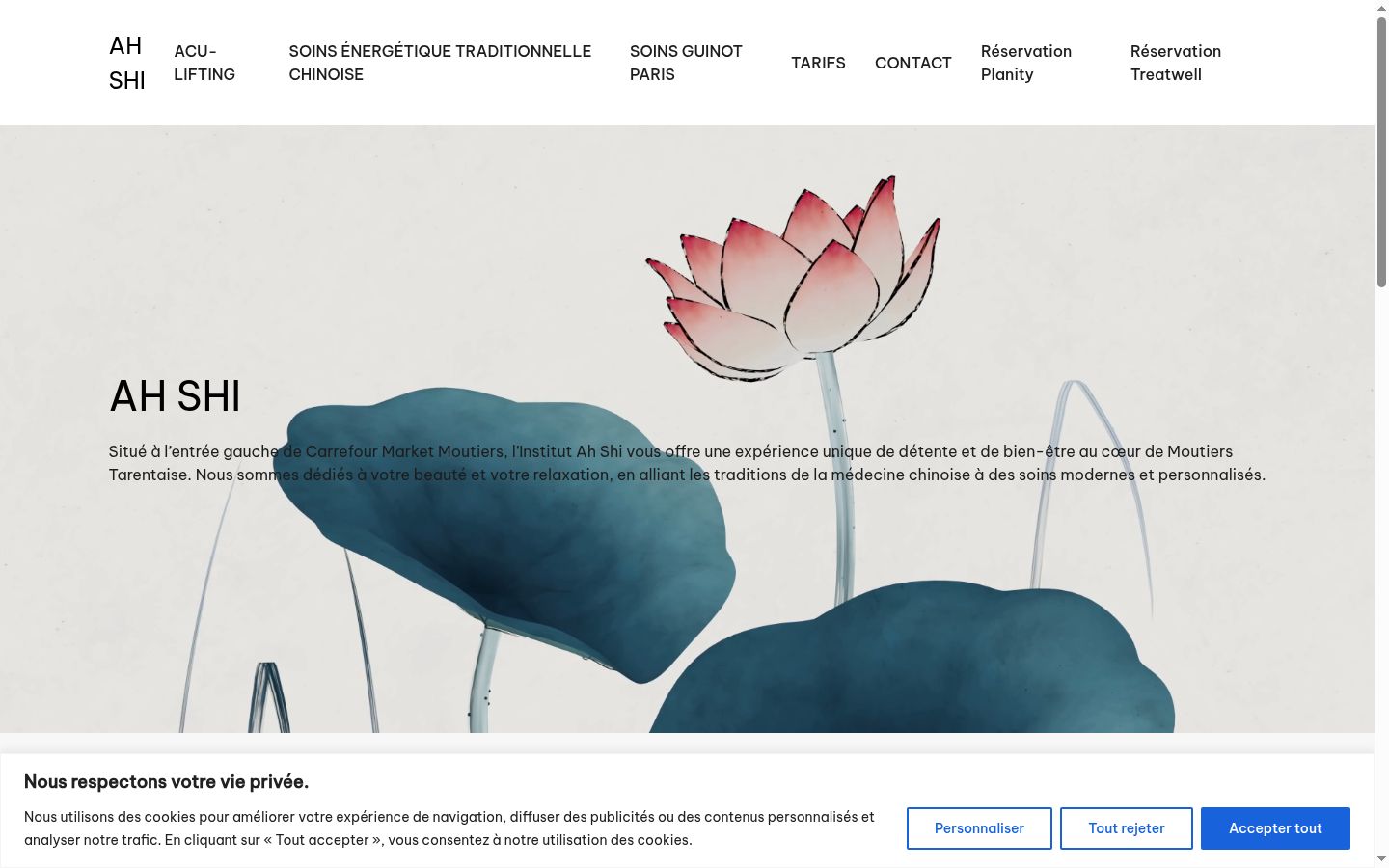 Capture d'écran de la bannière de consentement affichée avant toute interaction