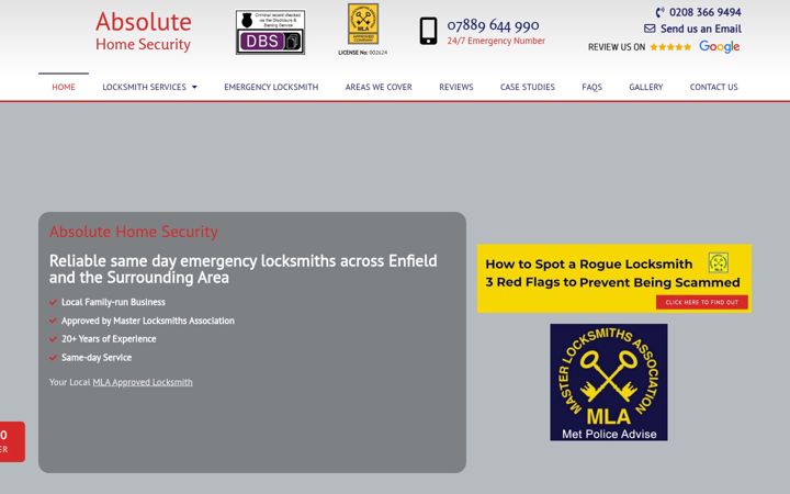 Screenshot of ahslocksmiths247.co.uk