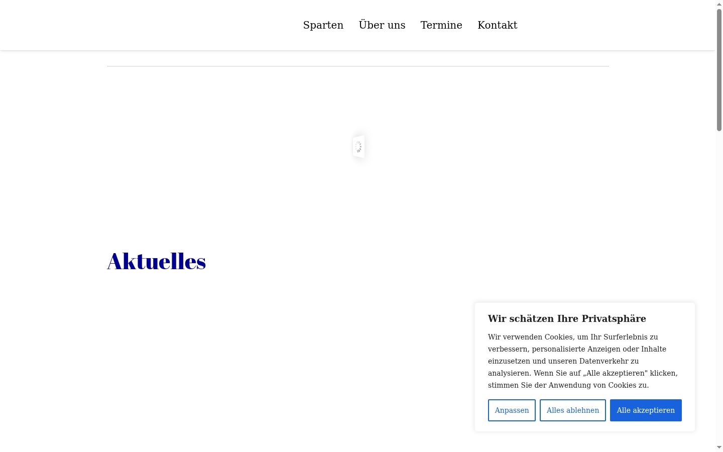 Screenshot del banner di consenso mostrato prima di qualsiasi interazione