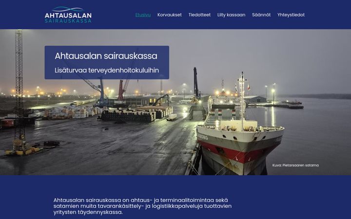 Screenshot stránky ahtausalansairauskassa.fi