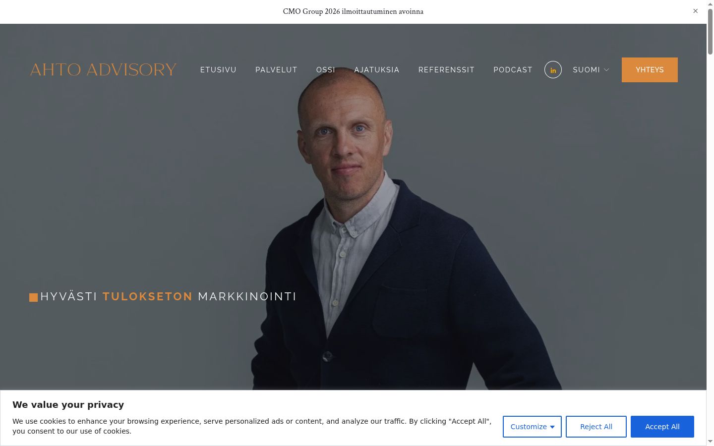 Snímka obrazovky banera súhlasu zobrazeného pred akoukoľvek interakciou