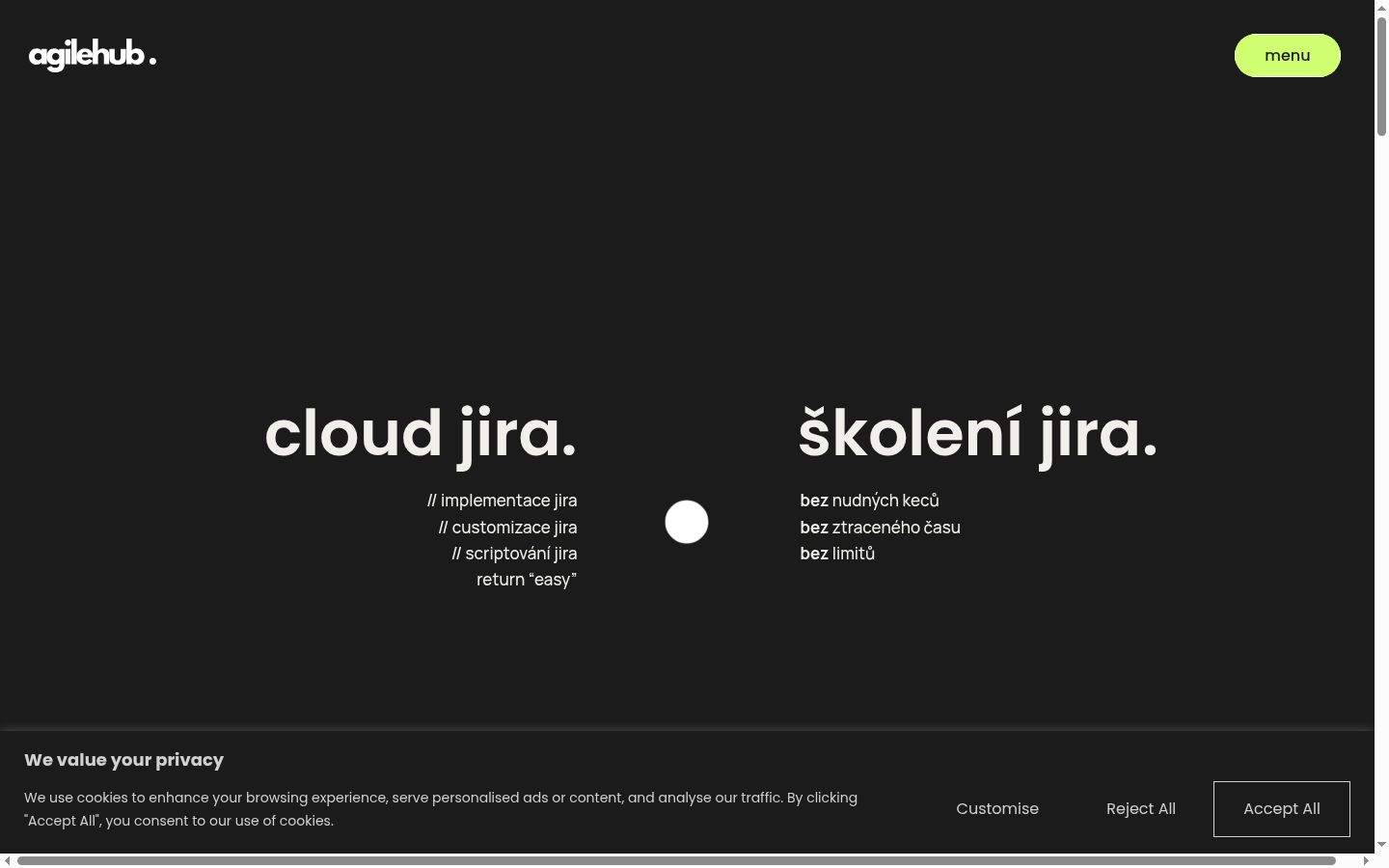 Posnetek zaslona pasice za privolitev, prikazane pred kakršno koli interakcijo