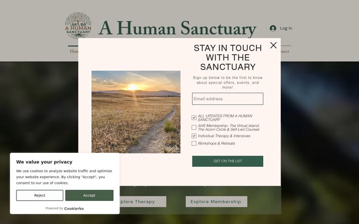 Screenshot of ahumansanctuary.com