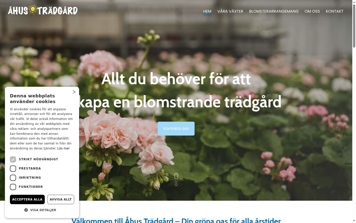 Skjermbilde av samtykkebanneret slik det vises før noen interaksjon