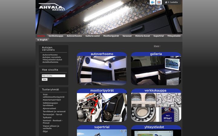 Snímek obrazovky ahvalaracing.fi
