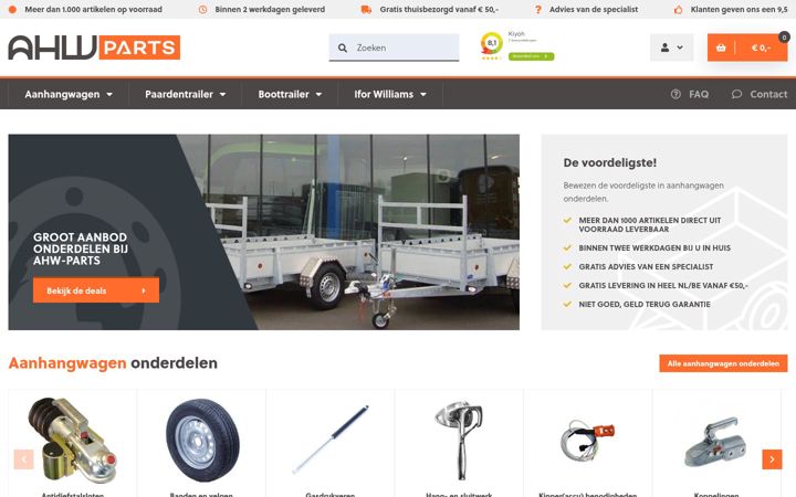 Capture d'écran de ahw-parts.nl