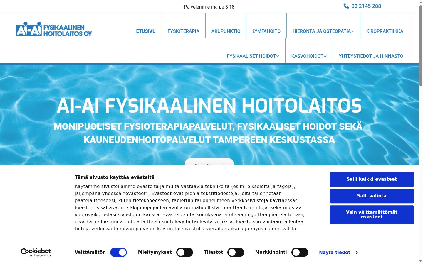 Screenshot del banner di consenso mostrato prima di qualsiasi interazione