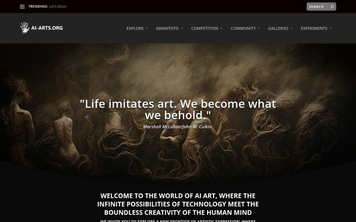 Snímek obrazovky ai-arts.org