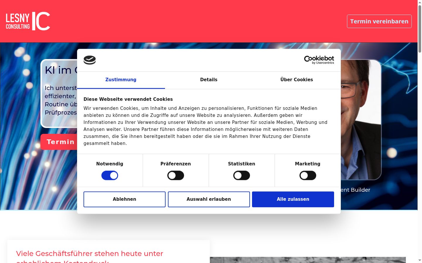 Ekrānuzņēmums ar piekrišanas baneri, kas tika rādīts pirms jebkādas mijiedarbības