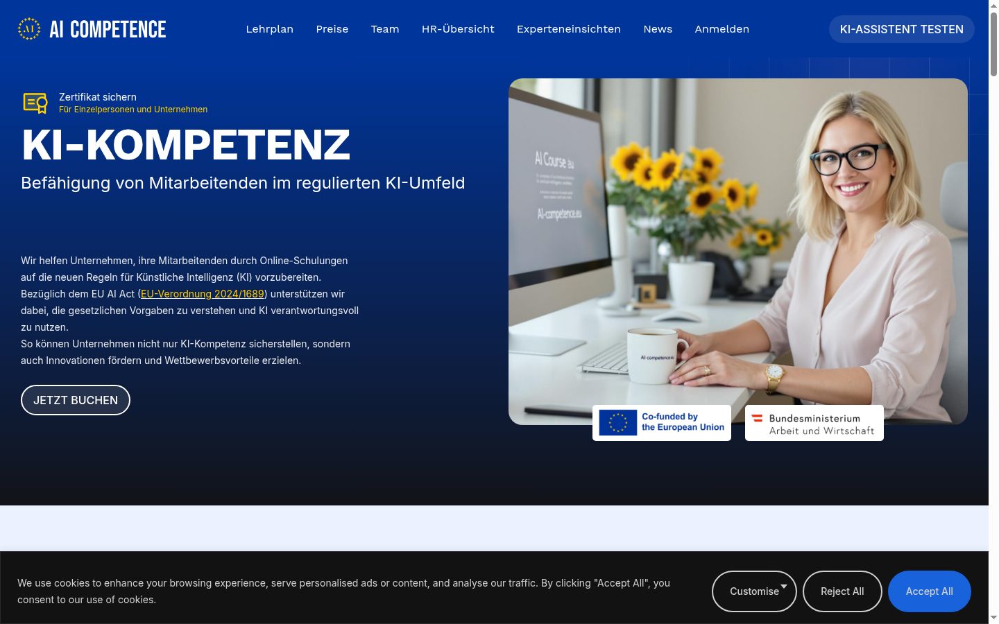 Screenshot of the consent banner shown before any interaction