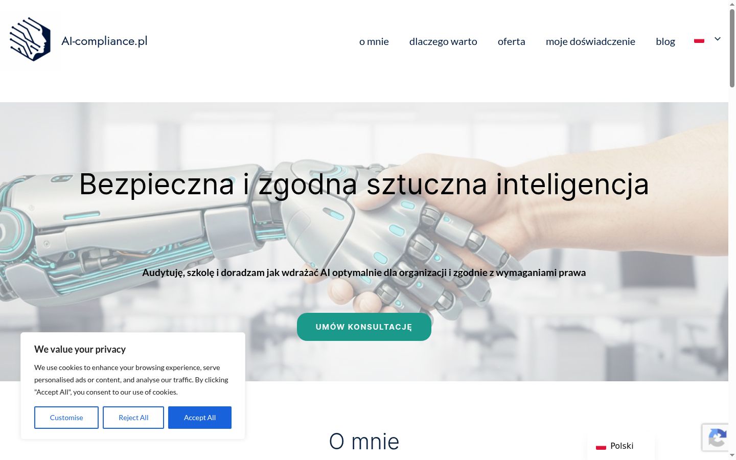 Posnetek zaslona pasice za privolitev, prikazane pred kakršno koli interakcijo