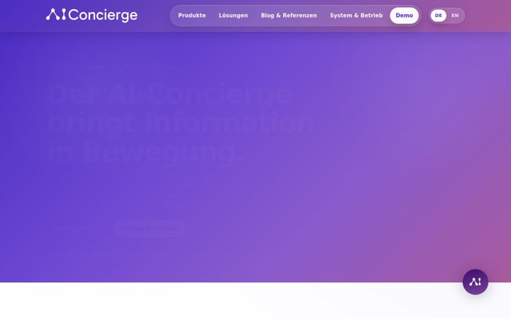 Ekrānuzņēmums no ai-concierge.com