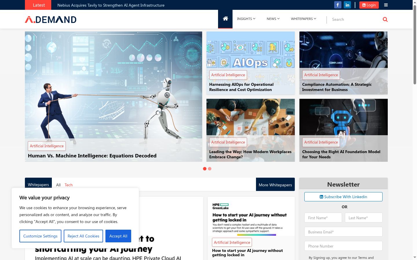 Screenshot del banner di consenso mostrato prima di qualsiasi interazione