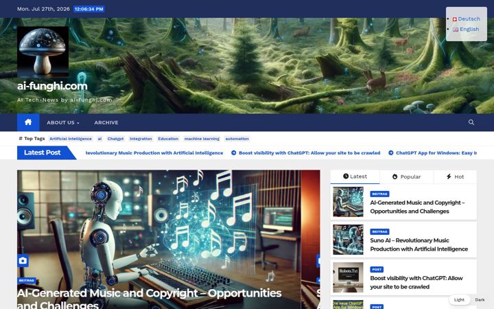 Екранна снимка на ai-funghi.com