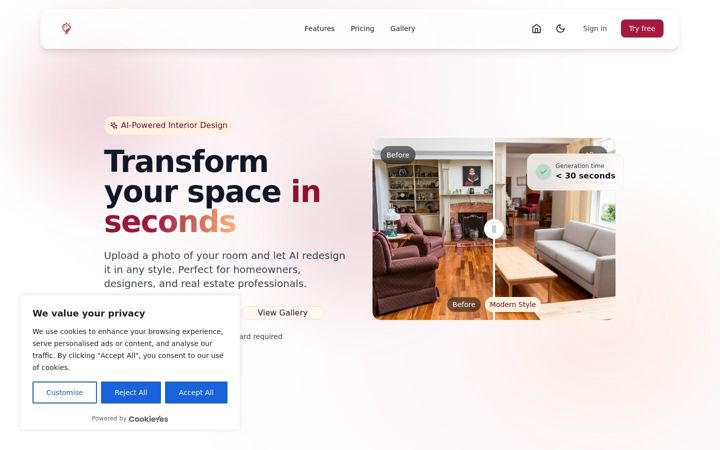 Screenshot of ai-homedesigner.com