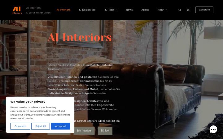 Screenshot of ai-interiors.de
