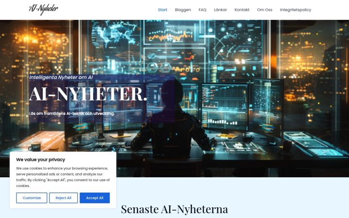 Screenshot of ai-nyheter.se