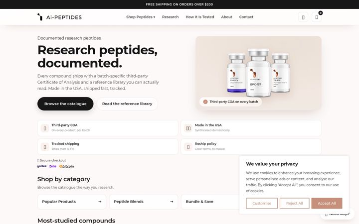 Screenshot of ai-peptides.com