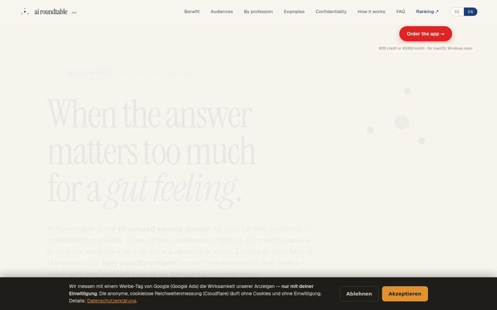 Screenshot of ai-roundtable.de
