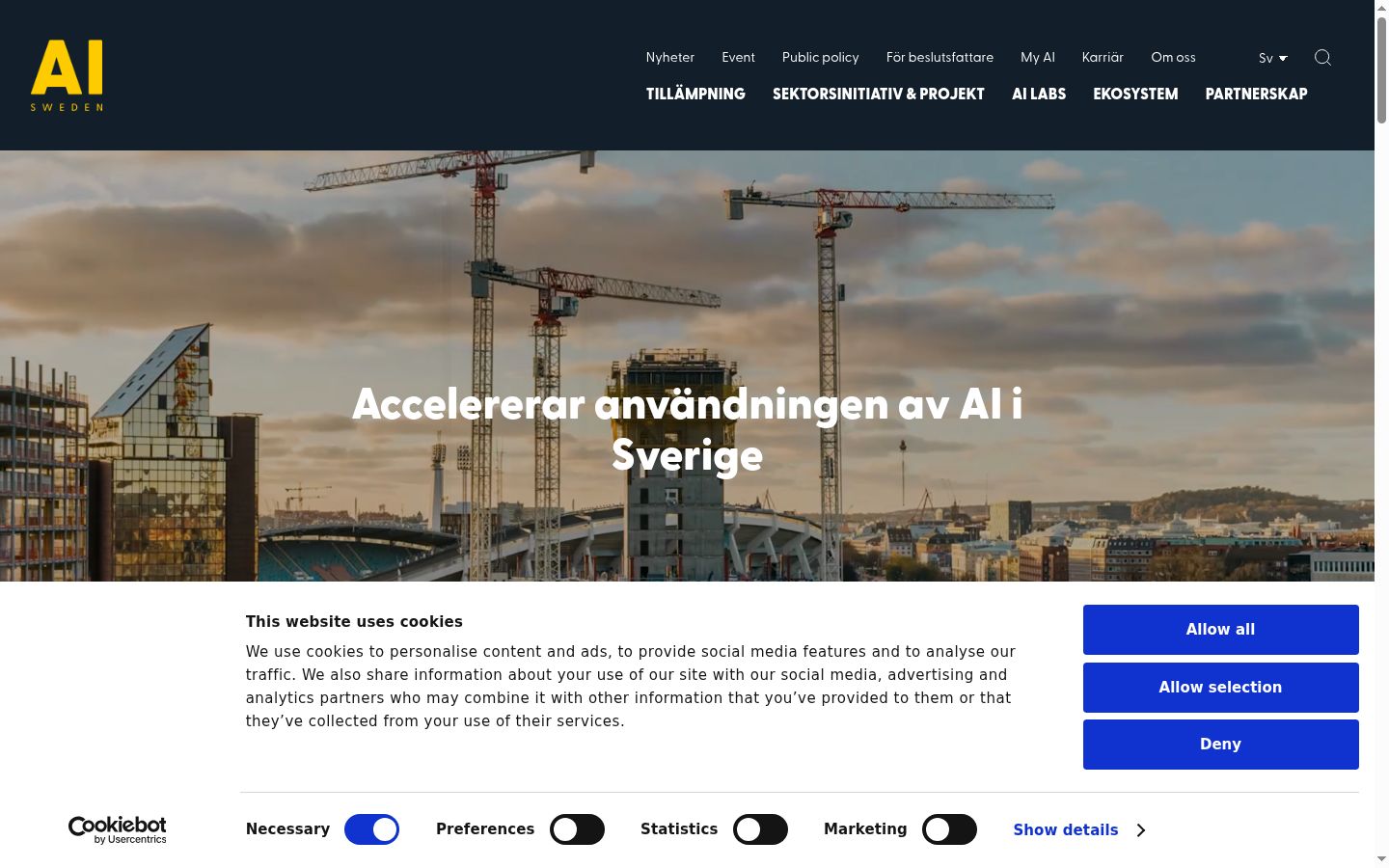 Screenshot del banner di consenso mostrato prima di qualsiasi interazione