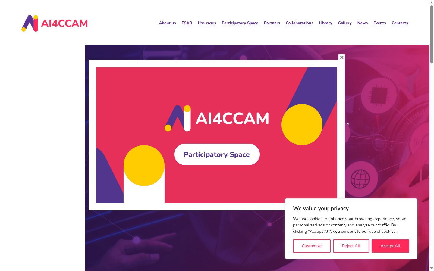 Screenshot del banner di consenso mostrato prima di qualsiasi interazione