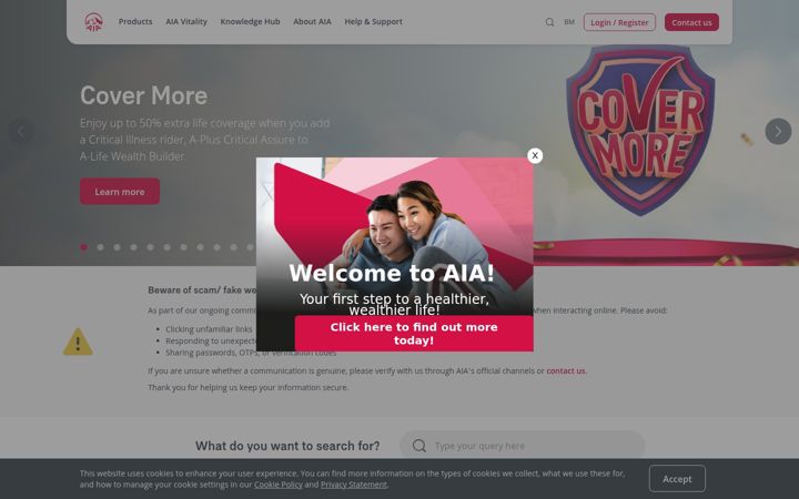 Ekrano kopija aia.com.my
