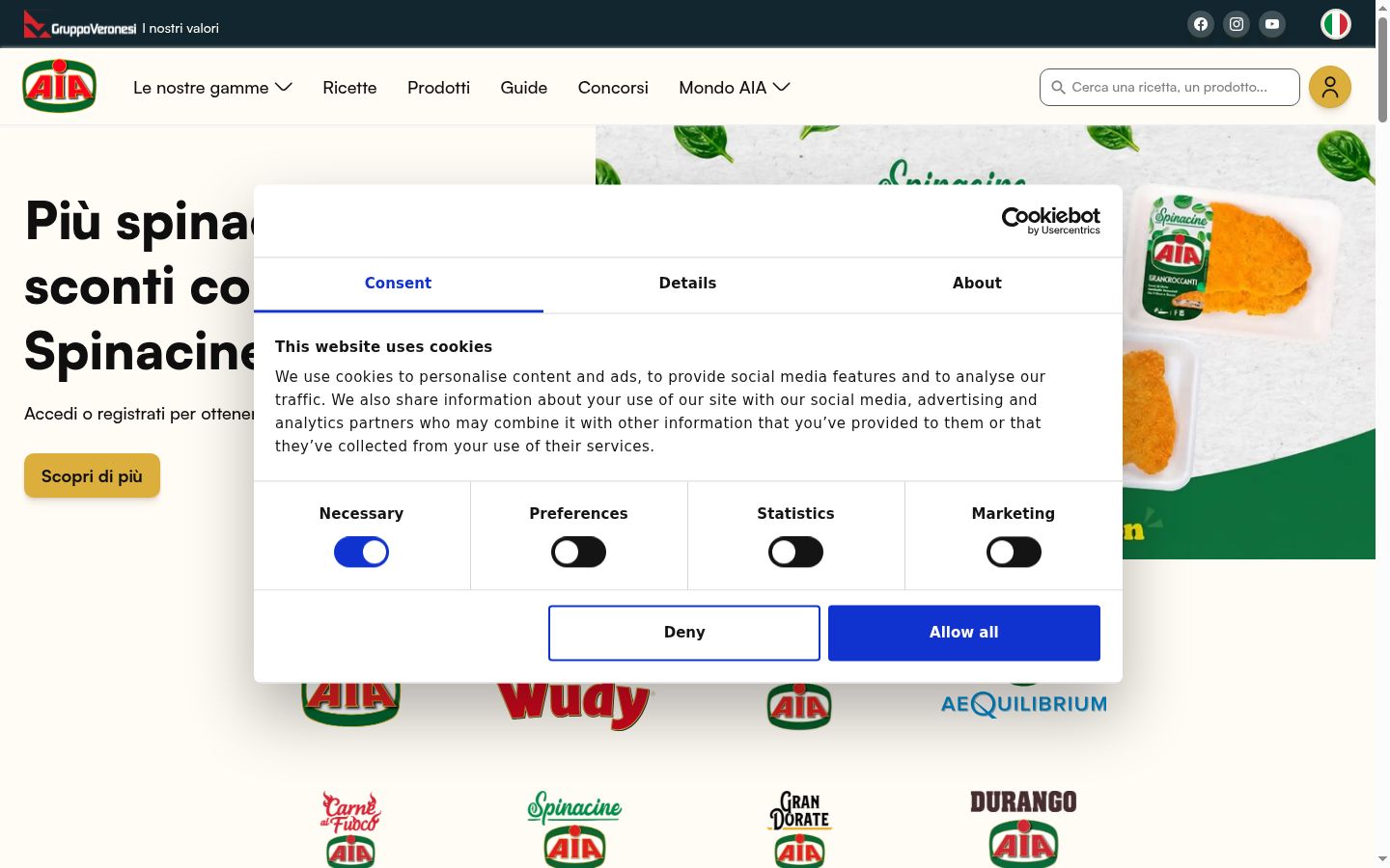Screenshot tal-banner tal-kunsens muri qabel kwalunkwe interazzjoni
