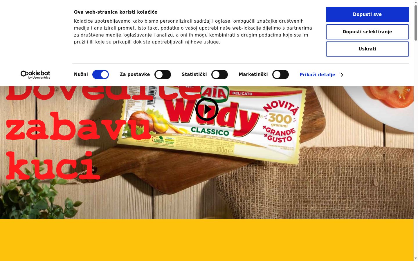 Zrzut ekranu banera zgody wyświetlanego przed jakąkolwiek interakcją