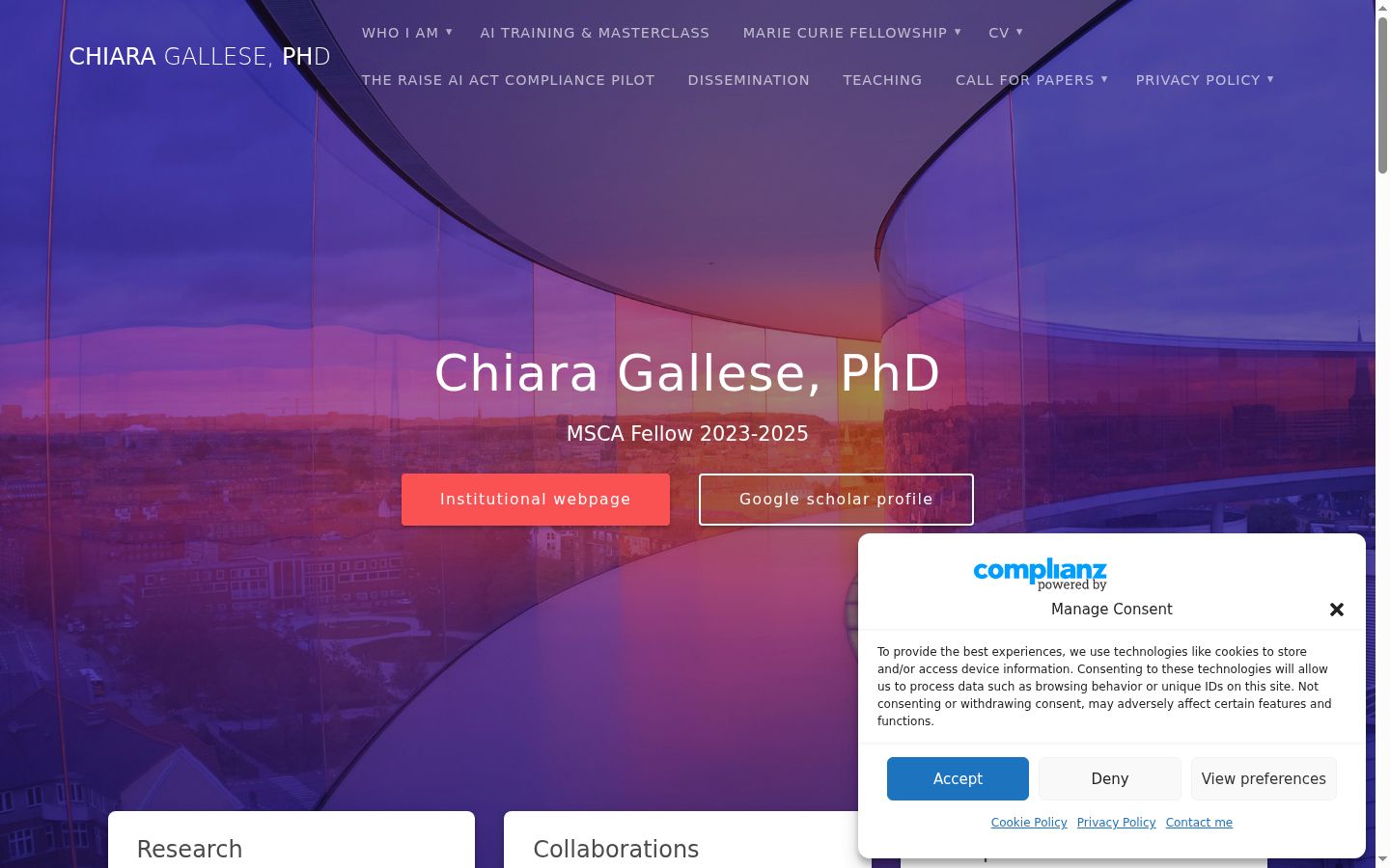 Captura de ecrã do banner de consentimento apresentado antes de qualquer interação